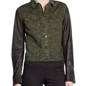 Rag & Bone Camo Jacket with Leather Sleeves